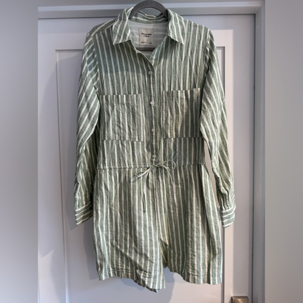 Abercrombie & Fitch Linen Button-Up Romper Cover-Up XL